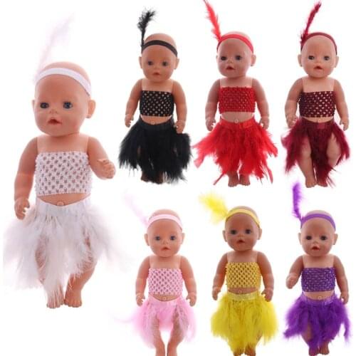 3Pcs /Set Feather Skirt Handmade DIY Doll Accessories For 18 Inch American Doll Girl & 43 Cm Born Baby Doll,Our Generation Gift