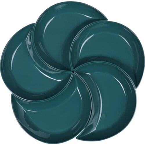 5 Pcs Kitchen Dinner Plates Crescent Shaped Set Plate Dishes Stackable Food Snack Dinner Dish European Style Platters