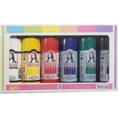 Südor Acrylic Paint Set 6 Pcs Mona Liza 70Ml Paints Painting Drawing Powder Brushes Colors Crafts Oil