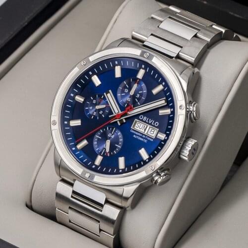 OBLVLO Top Brand Men Automatic Mechanical Watch Steel Date Watch Men Waterproof Sport Casual Watch Relogio Masculino