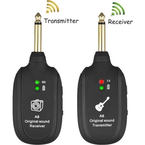 2pcs Guitar Wireless System Transmitter Receiver Wireless Guitar Transmitter Built-In Rechargeable Battery guitar transmitter