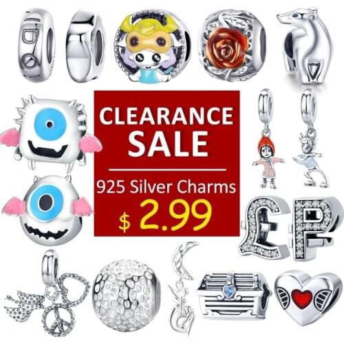 Clearance Sale 70% off 925 Sterling Silver Animal Rose Flower Star Charms Beads for Bracelets Making dropping Silver 925 Jewelry