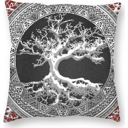 Treasure Trove Tree Of Life Silver Cushion Cover 40x40 Home Decorative Printing Yggdrasil Throw Pillow Case for Sofa Double Side