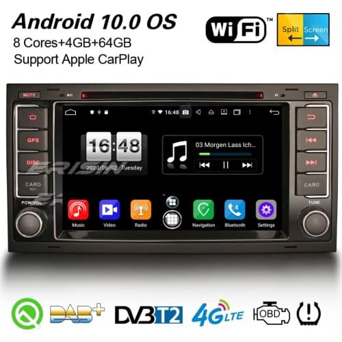Erisin 8706 Octa-Core Android 10.0 Car Stereo DAB+Navi OBD2 WiFi CarPlay DVR Bluetooth Canbus DSP GPS For VW T5 Multivan Touareg