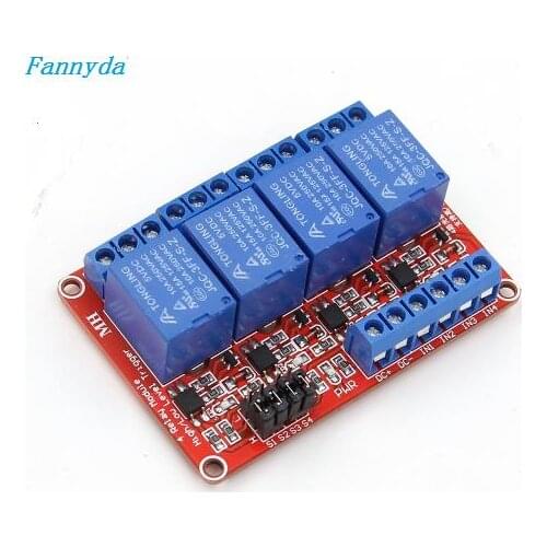 Fannyda 4 WAY 5V 12V 24V Relay Module Board Shield with Optocoupler Support High and Low Level Trigger for Arduino