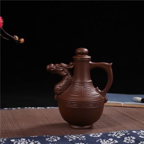 Purple clay pot semi-manual pot Longyue Yunhai pot Purple clay original mine clay pot Household Bogu decorative pot 270ml