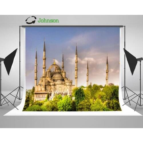 Blue Sky Mosque Country Tree backdrops polyester or Vinyl cloth High quality Computer print wall background