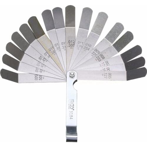 Durable Stainless Steel 16 Blade Feeler Gauge High Strength Metric 0.127-0.508 mm Valve Offset Feeler Gauge Measuring Tool