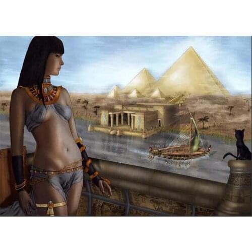 Full Square Round Drill 5D Diy Diamond Painting pyramids of Egypt and cleopatra Egypt beauty Diamond Embroidery Wall ArtZP-3870