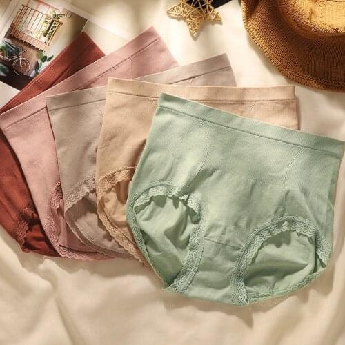 Hot Graphene Seamless High Waist Underwear Women 's Lace Antibacterial Bottom Crotch Belly Contracting Hip Lifting Briefs