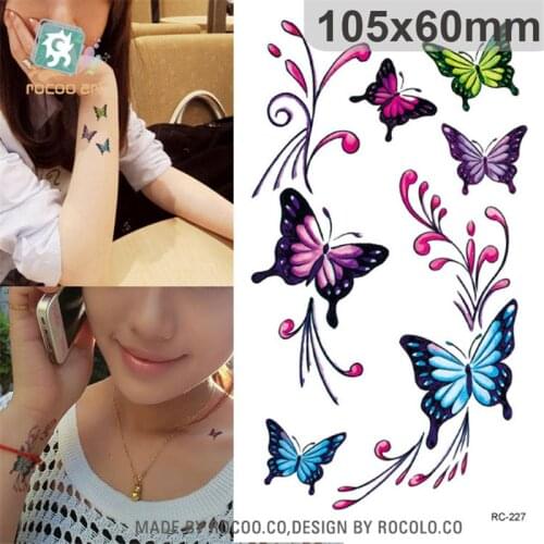 Small fresh waterproof temporary tattoos for men women 3d Colors butterfly design tattoo sticker Free Shipping RC2227