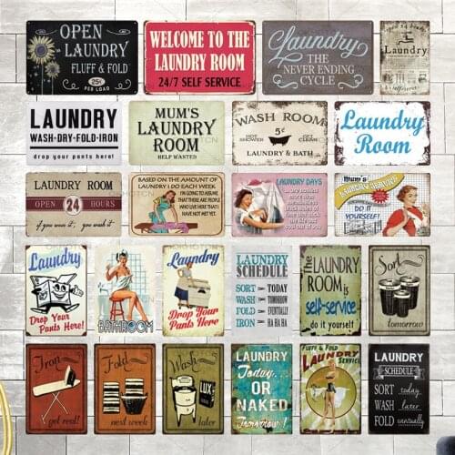 Laundry Metal Vintage Retro Metal Sign Vintage Tin Sign Plaque Wall Decor for Laundry Room