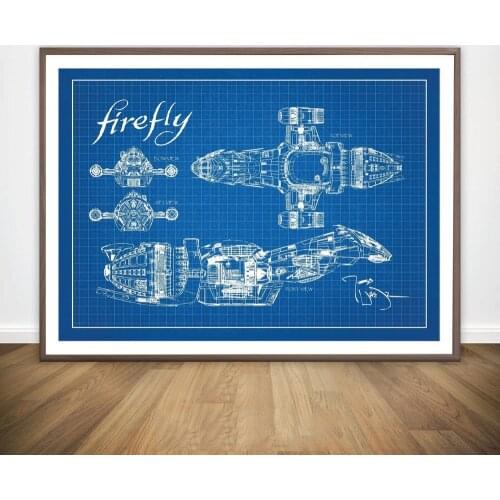 Firefly Serenity Blueprint Wall Art Paint Wall Decor Canvas Prints Canvas Art Poster Oil Paintings No Frame