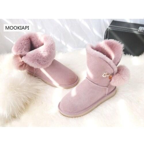 The latest high-quality snow boots in Europe in 2019, real sheepskin, 100% natural wool, womens shoes, free delivery