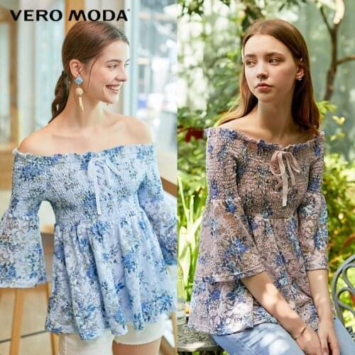 Vero Moda Vacation Style Floral Off Shoulder Women Top |320130537