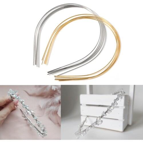 10pcs 5pcs 1.5mm Metal Headband Base Hairband Wire Rims Hoop for Headwear DIY Bride Wedding Hair Jewelry Making Accessories