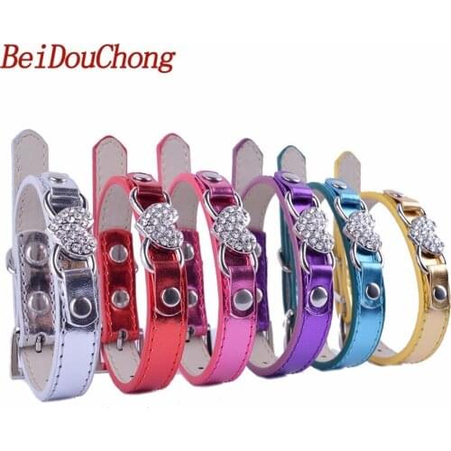 Wholesale Flashing Leather Dog Collar Rhinestones Dog Accessories Chihuahua Dog Necklace Pet Products For Dogs
