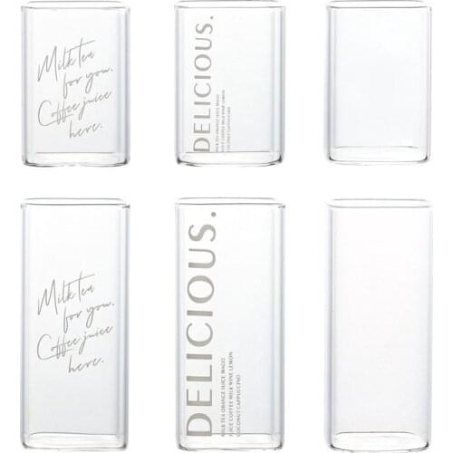 Clear Highball Drinking Glass, Heat Resistant Square Glass Household High Borosilicate Drinking Glasses for Breakfast Juice Milk