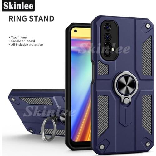 Skinlee For Realme Narzo 30 4G Case Luxury Armor Shockproof Silicone Car Holder Ring Case For Realme 7 Cover