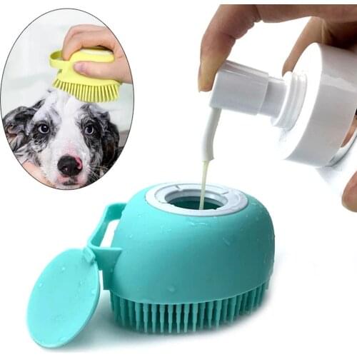 Pet Dog Shampoo Massager Brush Cat Massage Comb Grooming Scrubber Shower Brush for Bathing Short Hair Pets Soft Silicone Brush