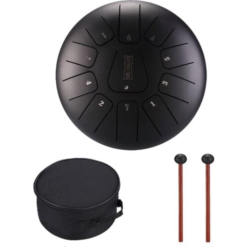 Steel Tongue Drum 12 Inch 11 Tone Handpan Drum Tongue Drum Set with Sticks Carry Bag Percussion Instruments Drum for Meditation