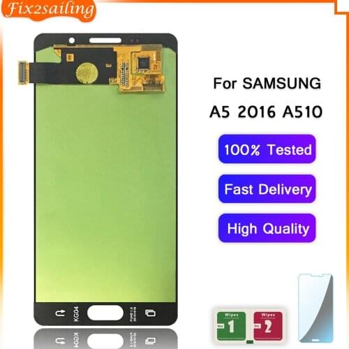 Super AMOLED LCD For Samsung A5 2016 A510 A510F A510M A510FD A5100 A510Y LCD Display Touch Screen Digitizer Assembly Repalcement