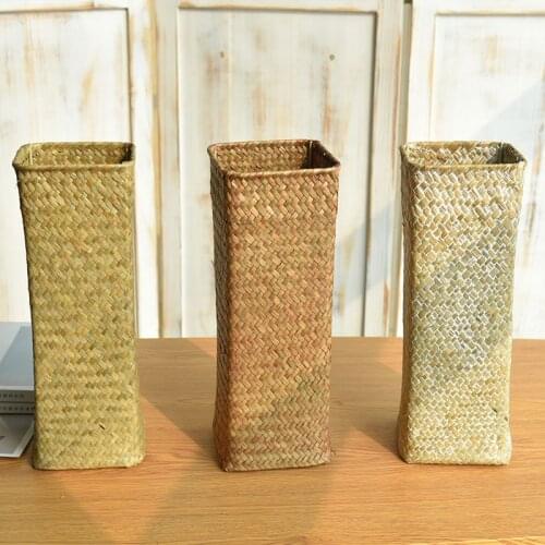 Dried Flower Vase Bamboo Woven Hand Knitting Contracted Flower Plant Basket Nordic Vase Container Home Decor Decoration