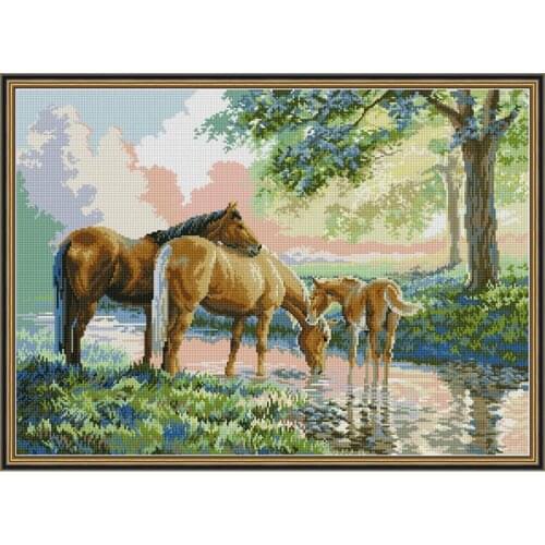 Everlasting Love Horse Family Chinese 5d Diamond Painting Full Square Christmas Decorations For Home Wedding Decoration Navidad