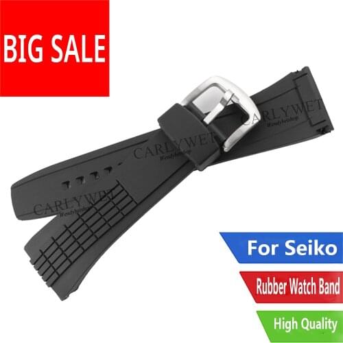 CARLYWET 26mm Waterproof Rubber Replacement Watch Band Strap Special Popular with steel Buckle For Seiko 4LJ7KB