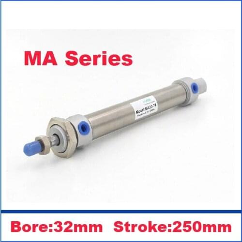 High quality double acting pneumatic small cylinders stainless steel 32mm bore 250mm stroke MA32-250 mini air Trolley cylinder