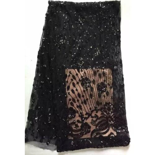 High grade tulle lace African French net lace fabric with sequins L-10717 embroidery lace for bridal dress