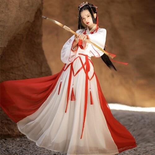 Women Chinese Traditional Hanfu Costume Lady Vestidos Han Dynasty Dress Embroidery Tang Dynasty Princess Folk Dance Clothing