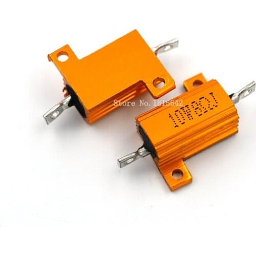 2PCS RX24 10W 8R 8RJ Wire Wound Resistor Metal Shell Aluminium Golden Resistor 10Watt 8 ohm Heatsink Resistance