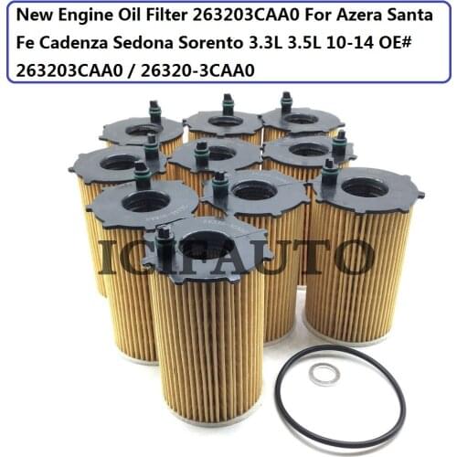 10 * New Engine Oil Filter 263203CAA0 For Azera Santa Fe Cadenza Sedona Sorento 3.3L 3.5L 2010-2014 OE# 263203CAA0 / 26320-3CAA0