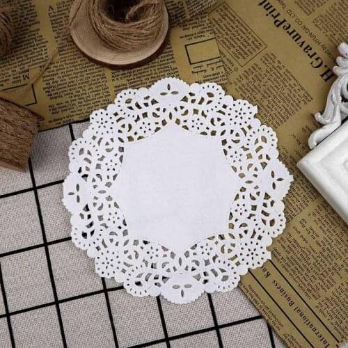 100pcs Multiple Size Lace Paper Doilies Vintage Hollow Lace Mat Tea Coaster Coffee Doily Wedding Party Gift Candy Box Wrap Paper