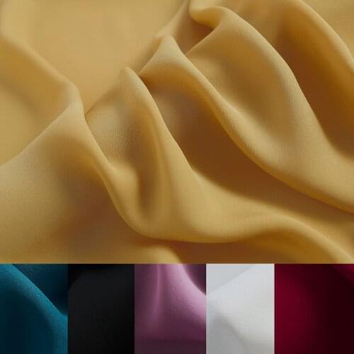 140CM Wide 19MM Black White Red Blue Purple Silk Crepe Fabric for Dress Shirt Clothes Cheongsam Y054