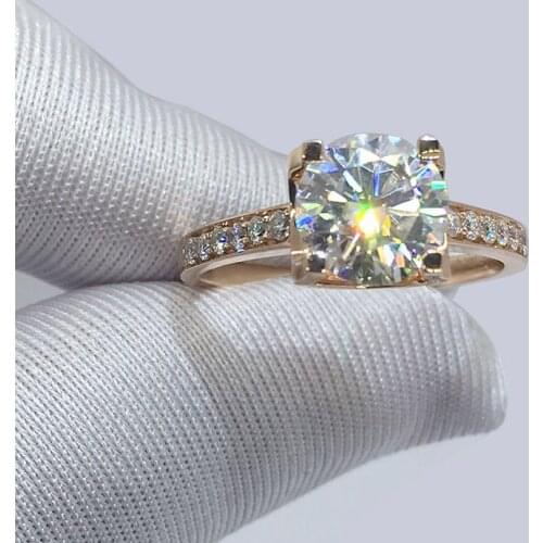 14K Rose Gold Ring VVS1 4 claw Round Cut 1ct 2ct 3ct Moissanite Trendy Engagement Anniversary Ring