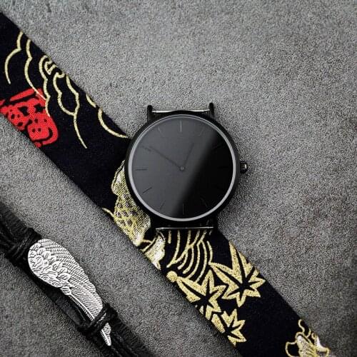 2020 Enmex ancient Stylish wristwatch brief face COTTON STRAP fashion bandage watch Dragons chinese Stylish clock quartz watch