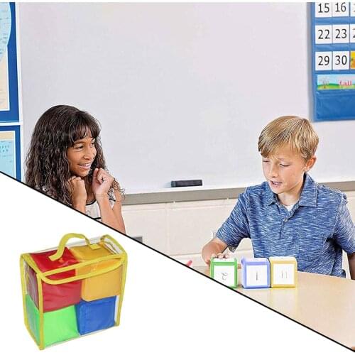 4inch Playing Game Dices Set Foam Cubes with Clear Pockets Learning Cubes for Eearly Teaching