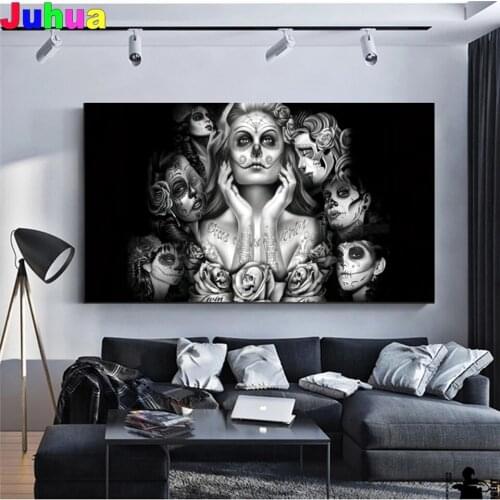 5D DIY Diamond Painting Skull Girls Full Square/Round Tattoos woman Diamond Embroidery Mosaic art Home Decor