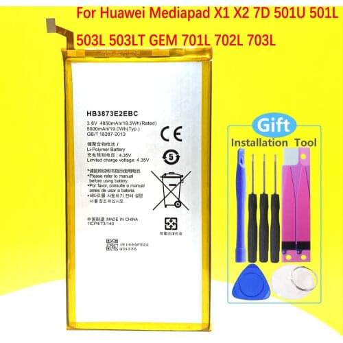 New 5000mAh Battery For Huawei Mediapad Honor X1 X2 7.0 7D-501U 7D-501L 7D-503L 7D-503LT GEM-701L GEM-702L/703L HB3873E2EBC