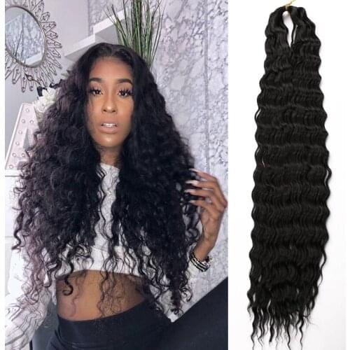 AMIR 32 Inch Zizi Deep Wave Synthetic Crochet Hair Pink Ocean Wave Light Weight Wear Braiding Hair Extensions
