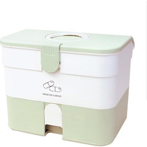 Large First Aid Storage Box Container Bin with Removable Tray and Portable Handle Family Emergency Medicine Kit Case Organizer