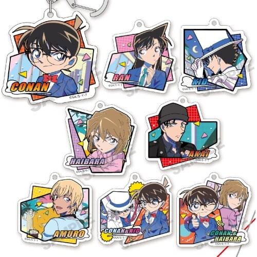 Anime Detective Conan Furuya Rei Mouri Ran Akai Shuichi Pendant Keychain Acrylic Keyring Cosplay Charm Bag Cartoon Double Series