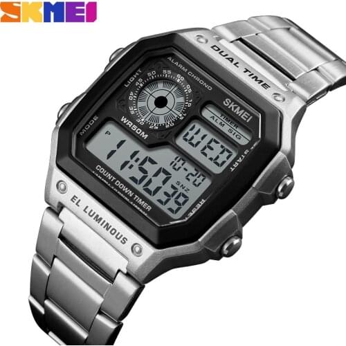 Sports Watches Men Count Down Waterproof Watch Stainless Steel Band Fashion Creative Digital Wristwatches Clock for Ronan Matos