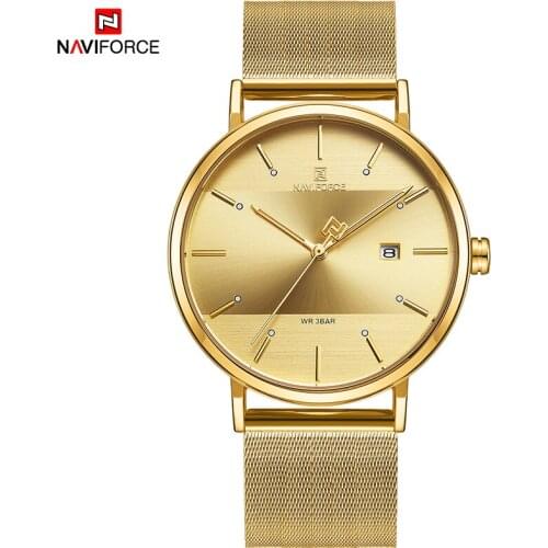 NAVIFORCE Women Gold Watches Top Brand Luxury Stainless Steel Strap Wristwatch for Women Rose Clock Stylish Quartz Ladies Watch