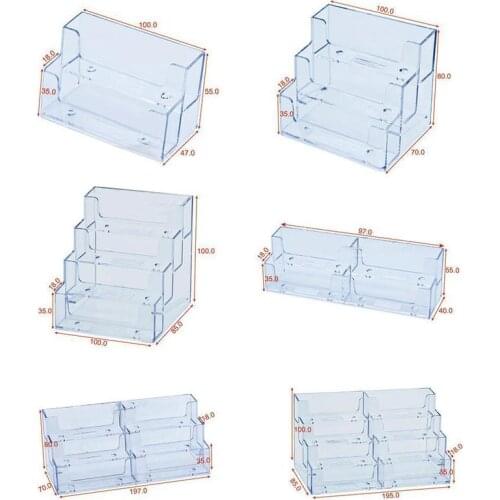 3 grid Clear Acrylic Business Card Holder Brochure Transparent Desk Pamphlet Holder Credit Display Stand Bank Card Men Office