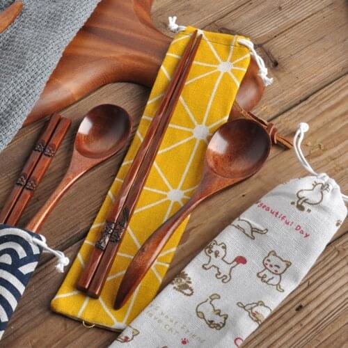Cotton And Linen Travel Storage Bag Bundle Pocket Tea Non-woven Drawstring Spoon Chopsticks Small Bag Portable Tableware Bag