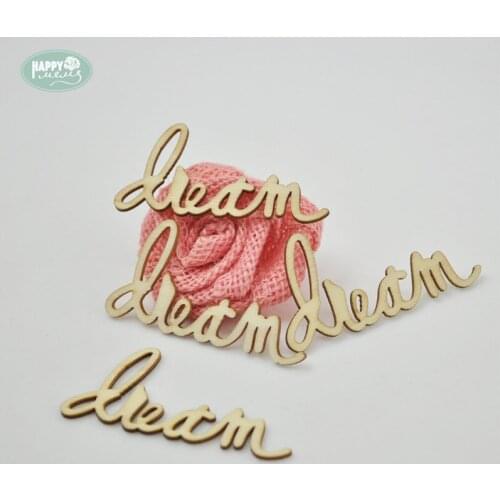 Happymems Wood Letters Dream 24pcs/lot Natural Pine Wooden Shapes DIY Crafts Party Decoration DIY Handcrafts Home Decorations
