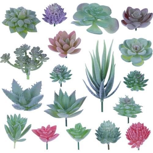 18pcs/set Artificial Succulents Fake Faux Flowers Mini PVC Simulated Floral Plants Craft Home Office Decor